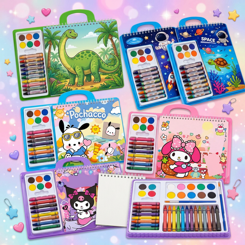 kids' travel art and coloring book set