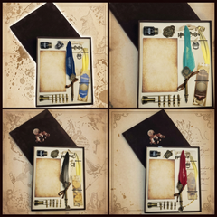 Vintage Feather Quill Calligraphy Pen and Ink Se