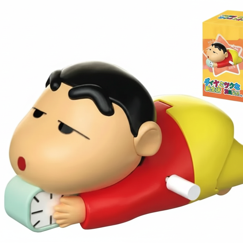 Shinchan Manual Clockwork Toy, 5CM Anime Character, Crawling Push Toy, Children's Birthday Gift Figure, Red and Yellow (Shinchan A)