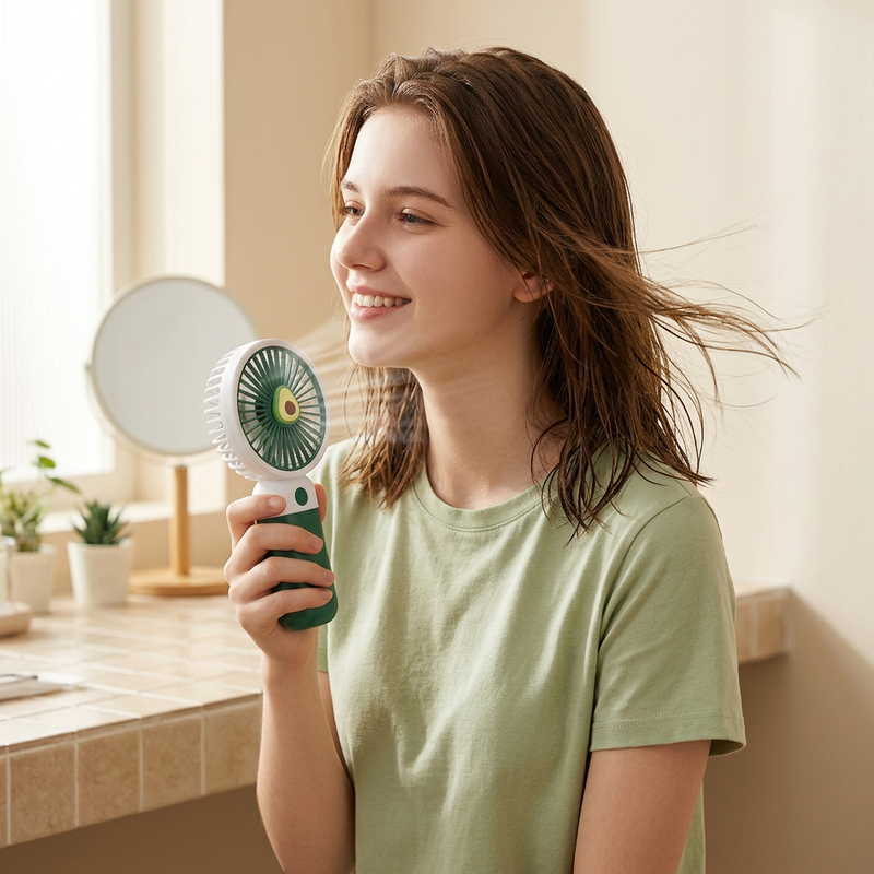 Cute Mini Handheld Fan (Upto 6 Hours Running) Rechargeable 2000 mAh Battery