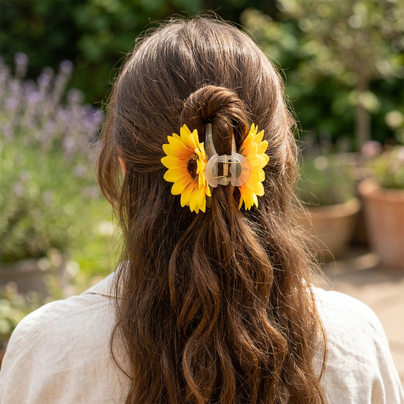 Sunflower & Frangipani Hair Claw