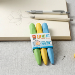 Mini Crayon Erasers for Kids, Soft Pastel Color Pencil Erasers, Fun Crayon-Shaped Erasers for School & Art, Smooth Grip, Non-Toxic, Pack of 3 Pcs