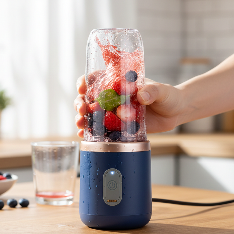 Portable Blender Electric Juicers Fruit Mixers USB Rechargeable Smoothie Mini Personal Juicer 6 Blades 3Gears With 1500 Mah Rechargeable Battery-Smoothie Blender