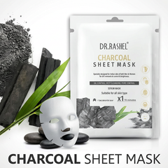 DR.RASHEL Charcoal Face Sheet Mask With Serum For Women and Men | All Skin Types | Soft and Healthy Skin | Deep Cleansing & Oil Control | Repairing & Nourishment | Soothing And Hydrating | Paraben Free | Pack Of 1