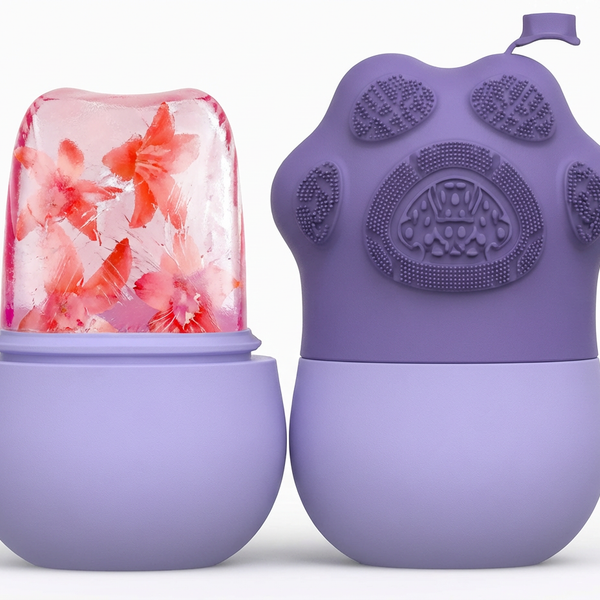 Ice Roller for Face Massage & Eye, Anti-Leak Silicone Ice Face Roller Ice Mould With Cleansing Brush, Women Skin Care Ice Facial Roller for Eliminate Edema & Calm Skin, Shrink Pore
