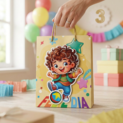 Feliz Día cartoon boy-themed gift bag