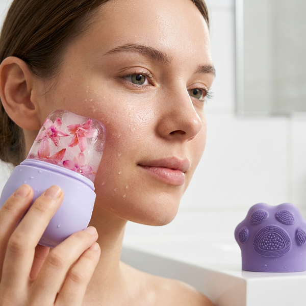 Ice Roller for Face Massage & Eye, Anti-Leak Silicone Ice Face Roller Ice Mould With Cleansing Brush, Women Skin Care Ice Facial Roller for Eliminate Edema & Calm Skin, Shrink Pore