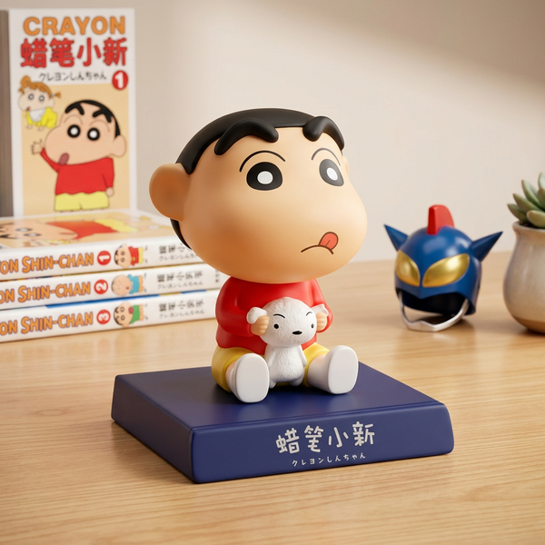 Super Hero Shinchan 2 Action Figure Limited Edition Bobblehead with Mobile Holder for Car Dashboard, Office Desk & Study Table