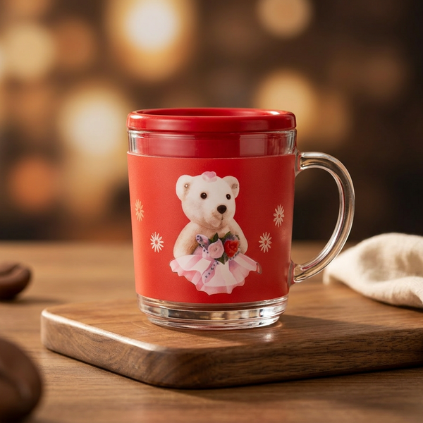 Red coffe mug for gifting Glass Coffee Mug (250 ml)