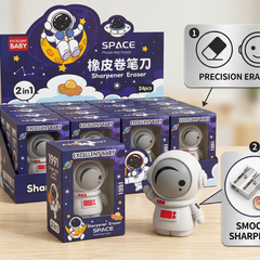 Excellent Baby Space Theme 2-in-1 Sharpener and Eraser Set