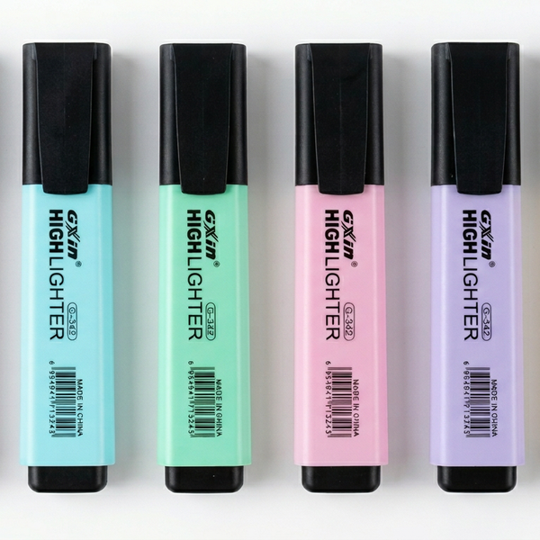 Highlighter, Fluorescent Colors Chisel Tip Marker Pen, AP Certified, Pastel Colors, Water Based, Quick Dry, No Bleed (Set of 6, Yellow, Pink, Orange, Green, Blue, Purple) (Pastel)