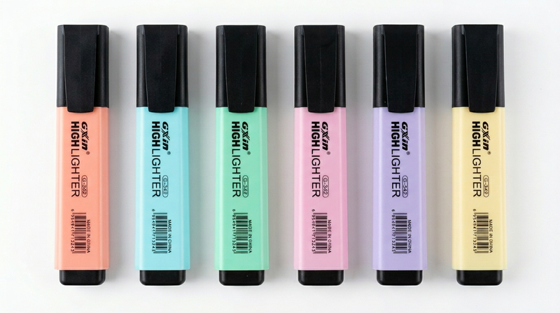 Highlighter, Fluorescent Colors Chisel Tip Marker Pen, AP Certified, Pastel Colors, Water Based, Quick Dry, No Bleed (Set of 6, Yellow, Pink, Orange, Green, Blue, Purple) (Pastel)