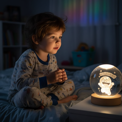 3d Galaxy Doremon Crystal Lamps Crystal Ball Night Light with Wooden Base, 60mm Glass Sphere Decorative Table Lamp
