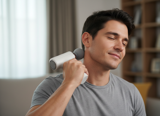 MDHL Mini Massage Gun with 6 Speeds, Percussion Massager with 4 Heads, Mini Massage Gun for Body, Back, Neck, Shoulder (White) MG-203