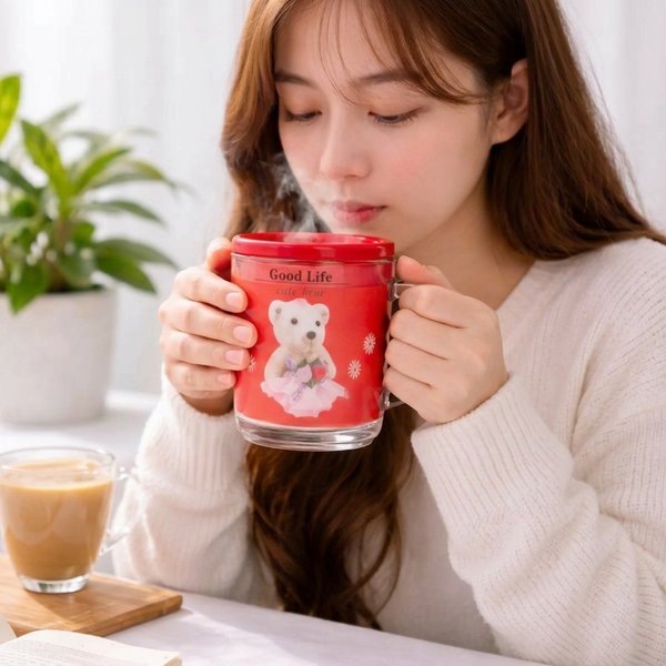 Red coffe mug for gifting Glass Coffee Mug (250 ml)
