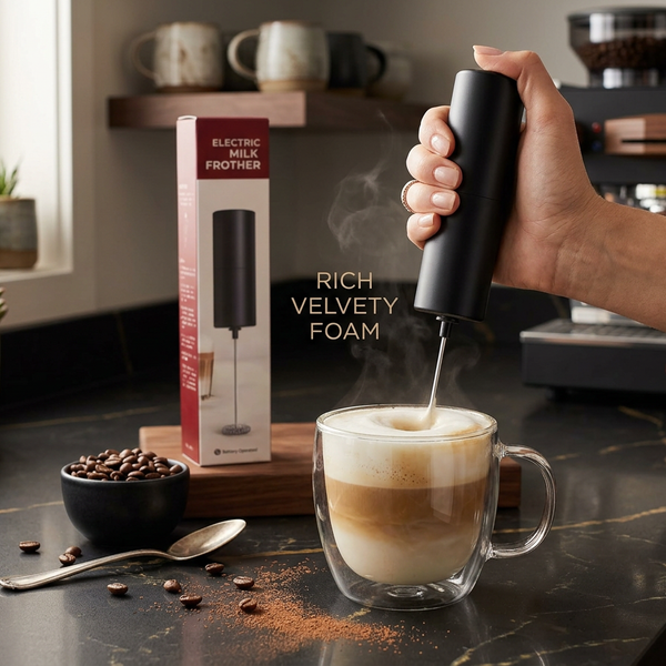 Milk Frother Handheld Battery Operated, Coffee Frother for Milk Foaming, Latte/Cappuccino Frother Mini Frappe Mixer for Drink, Foam Maker, Hot Chocolate, Egg