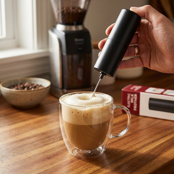 Milk Frother Handheld Battery Operated, Coffee Frother for Milk Foaming, Latte/Cappuccino Frother Mini Frappe Mixer for Drink, Foam Maker, Hot Chocolate, Egg