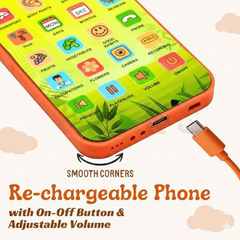 Educational Phone Toy for 2-12 Years Kids Rechargeable 24 Modes Talking Baby Smart Phone Mobile Toy for Boys Girls Christmas Gift Birthday Surprise (Hindi & English Version)