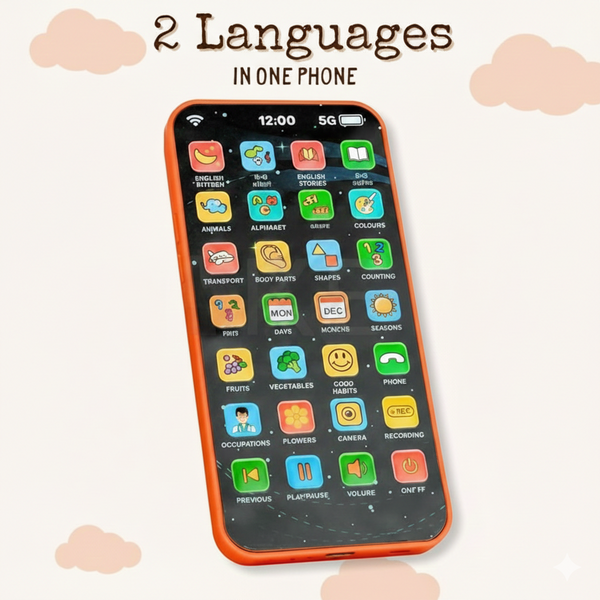 Educational Phone Toy for 2-12 Years Kids Rechargeable 24 Modes Talking Baby Smart Phone Mobile Toy for Boys Girls Christmas Gift Birthday Surprise (Hindi & English Version)