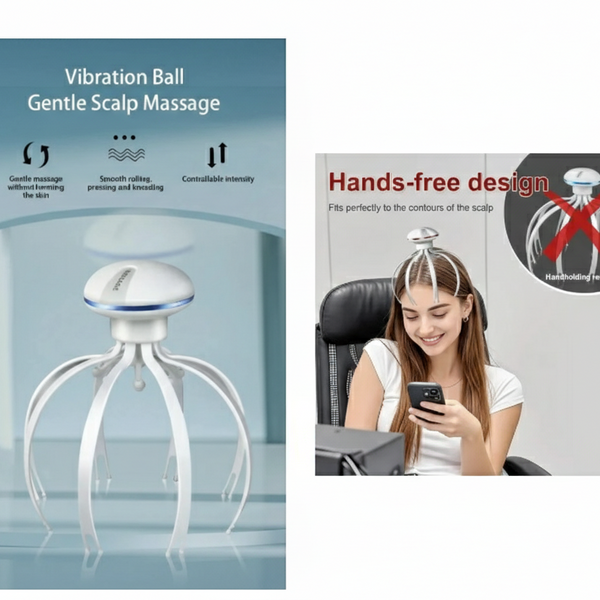 MDHL Electric Jellyfish Head Massager - Hand-Shaped Design for Gentle Relaxing Head Care