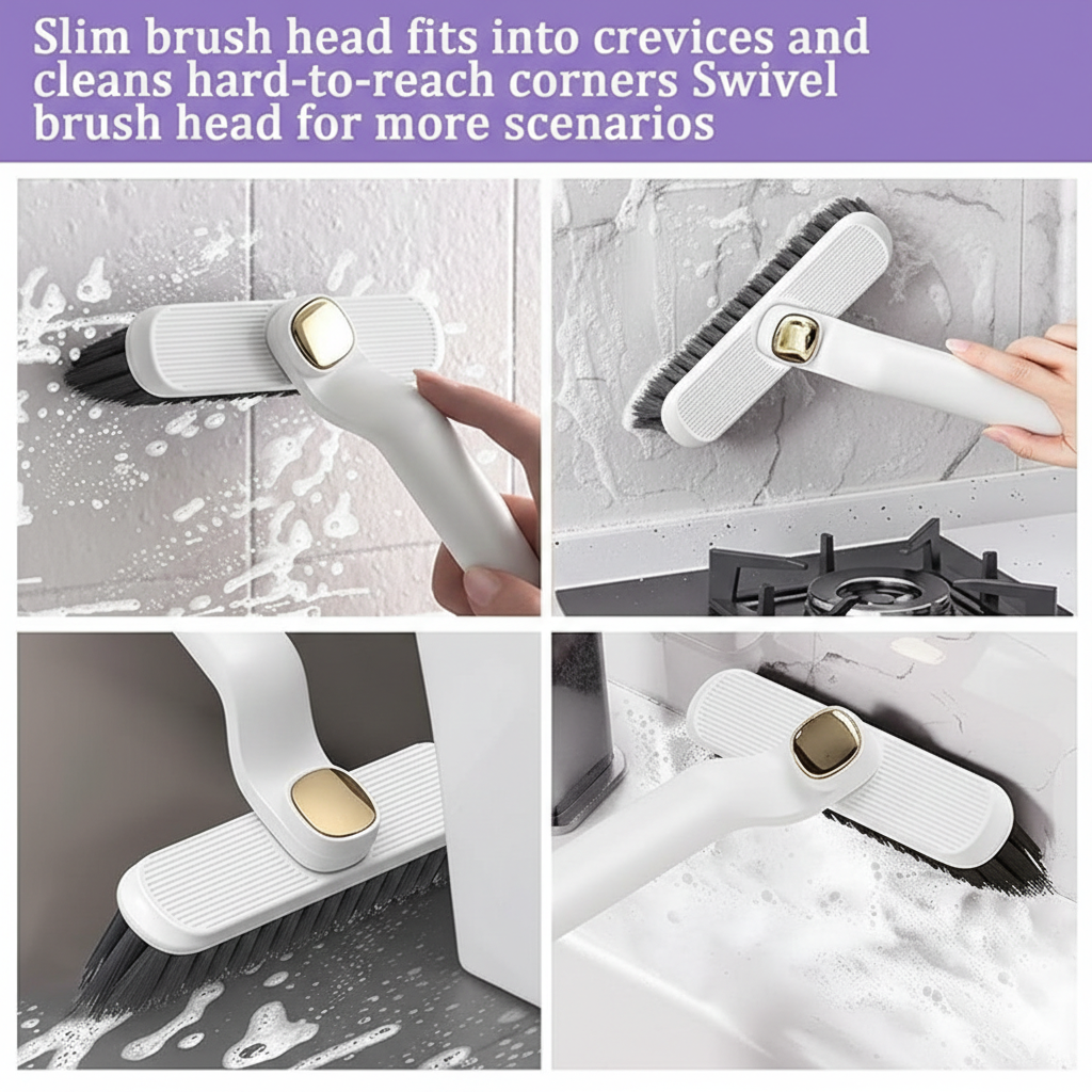 Multi-Function Bathroom Plastic Cleaning Brush,Tiles Cleaning Brush,Hard Bristle Rotating Crevice Gap Cleaning Brushes For Bathroom,Floor Cleaner Brush(Multi Colour)