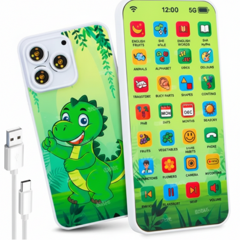 Educational Phone Toy for 2-12 Years Kids Rechargeable 24 Modes Talking Baby Smart Phone Mobile Toy for Boys Girls Christmas Gift Birthday Surprise (Hindi & English Version)