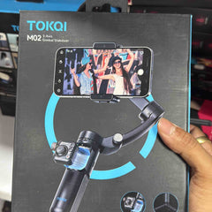 TOKQI M02 3-Axis Handheld Gimbal Stabilizer Cell Phone Selfie Tripod with Detachable Remote for iPhone Android Smartphone,