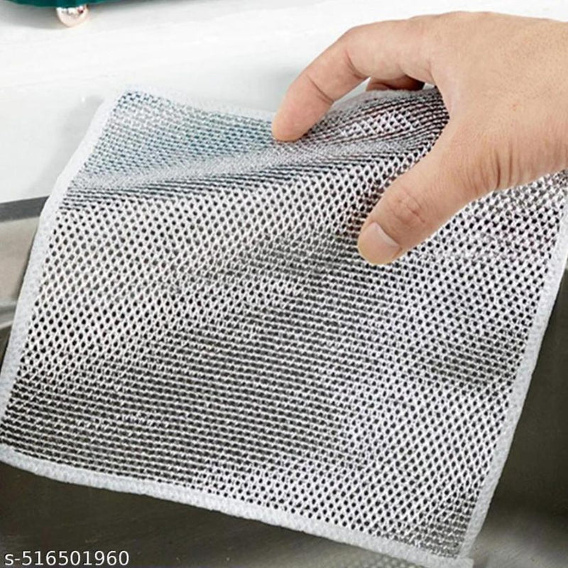 Pack of 10 Multifunctional Non-Scratch Wire Dishcloth, Steel Wire Dish Scrubs, Multipurpose Wire Dishwashing Rags for Wet and Dry Cleaning of Dishes, Sinks, Counters, Stove 20*20