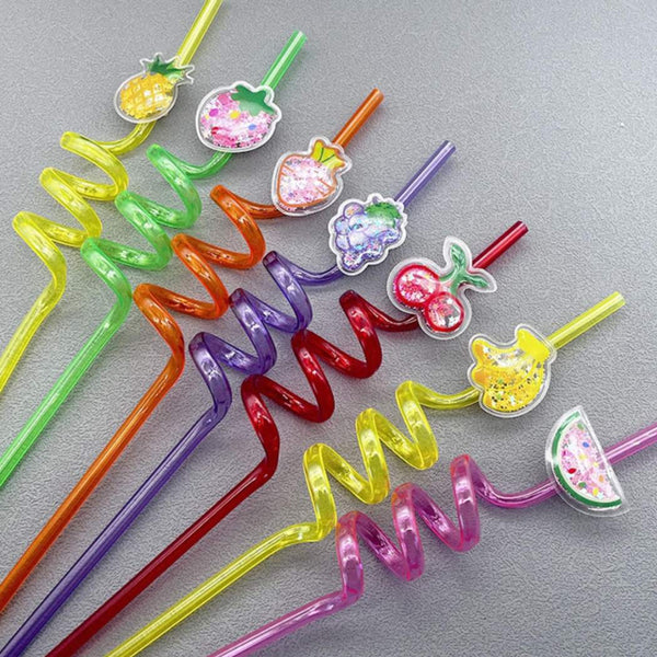 Straws Smoothie Drinking Plastic Straws Kids/Birthday Party Decorations for Kids Girls (Set of 4)