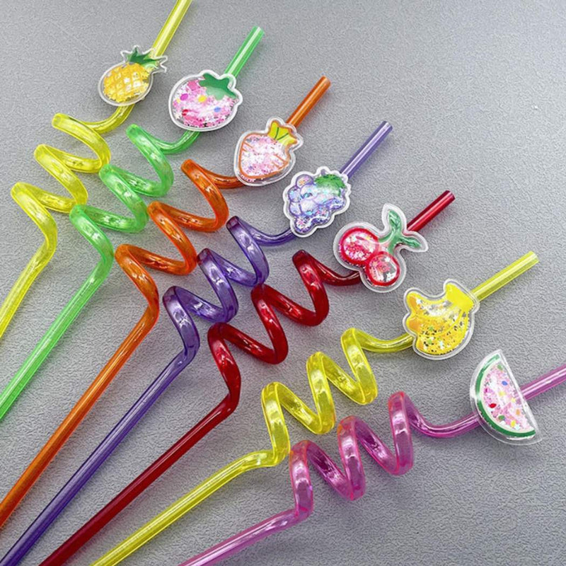 Straws Smoothie Drinking Plastic Straws Kids/Birthday Party Decorations for Kids Girls (Set of 4)
