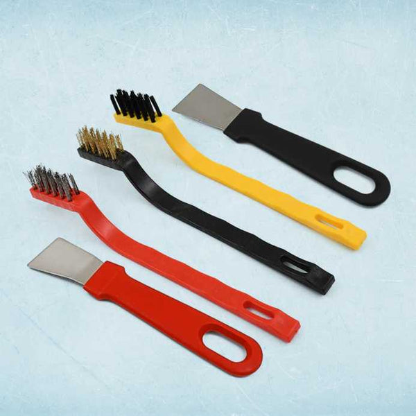5-Pcs Wire Brush and Scraper Set – Stainless Steel, Brass & Nylon Cleaning Brushes for Rust, Paint & Grime Removal