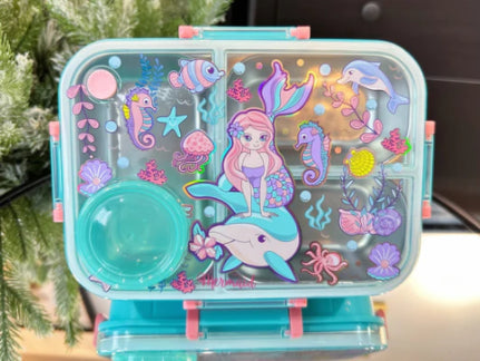 Kids Bento Plastic Lunch Box Set with 1200ml Leak-Proof Lunch Containers with 3 Compartments, 650ml BPA