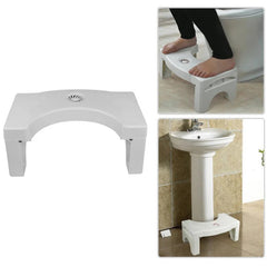 Plastic White Non-Slip Folding Toilet Squat Stool – Portable Foot Rest for Enhanced Bowel Movement, Safe & Comfortable for Adults and Kids
