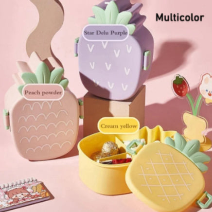 Pineapple Lunch Box Kids Lunch Box Cute Pineapple Shaped Bento Box with Fork Spoon Snack Container Microwave Portable Office Lunch Box (1 Pc / With Spoon & Fork)