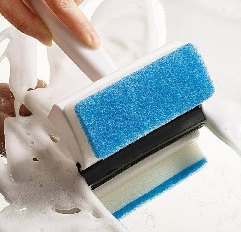 Glass Wiper & Brush – Double-Sided Cleaner for Mirrors, Tiles & Windows 2-in-1