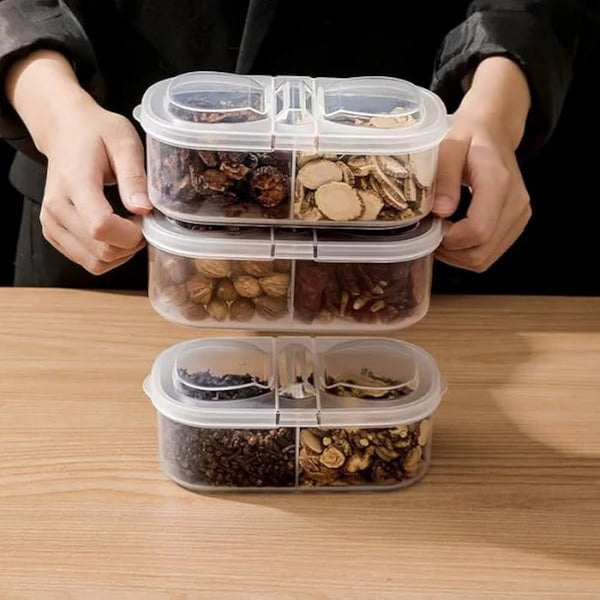 2 Compartment Clear Food Storage Box