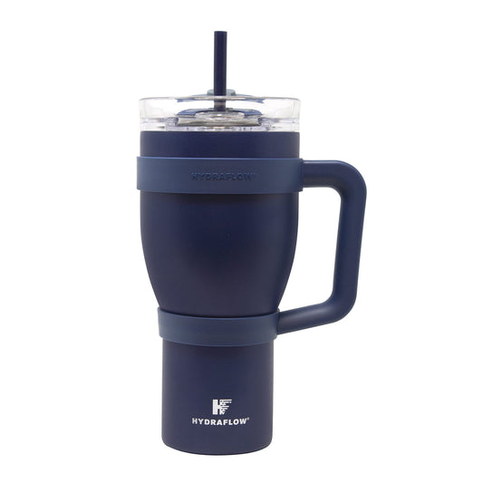 Hydraflow Capri - Triple Wall Vacuum Insulated Water Bottle with Handle (1.4L, Powder Navy) Stainless Steel Thermos Flask, Reusable, Leak-Proof, BPA-Free for Sports and Travel