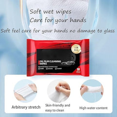 Car Glass Oil Film Removal Wipes pack of 10 pcs, Automotive Oil/Fog Cleaning Wipes for Windshield, Window Wipes Car Glass Cleaner Wipes, Multifunctional Wet Wipes