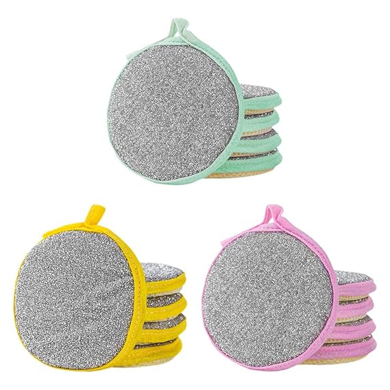 Washing Dishes Sponges Double-Sided Dishwashing Sponge Scrubber Round Non-Scratch Scrub Sponges Pads Kitchen Cleaning Tools for Dishes, Pots, Pans, Sink, Basin