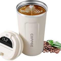 Travel Coffee Mug,17 oz Stainless Steel Thermos Cup,Smart Coffee Tumbler