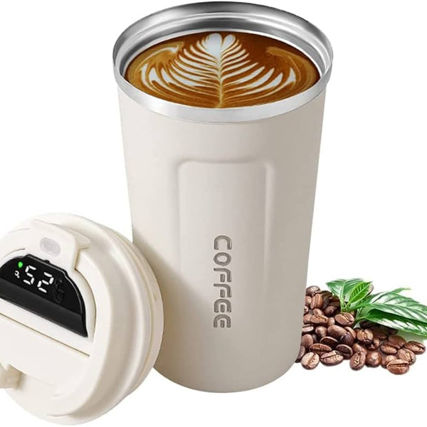 Travel Coffee Mug,17 oz Stainless Steel Thermos Cup,Smart Coffee Tumbler