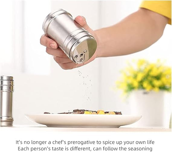 Stainless Steel Salt & Pepper | Silver Condiment Jar for Dining Table | Used as Namak Dispenser for Home, Kitchen and Restaurant | Make Serving Easy