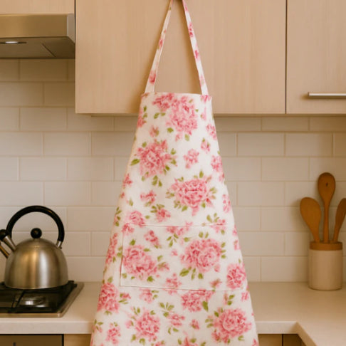 Pink Flowers Cotton Apron