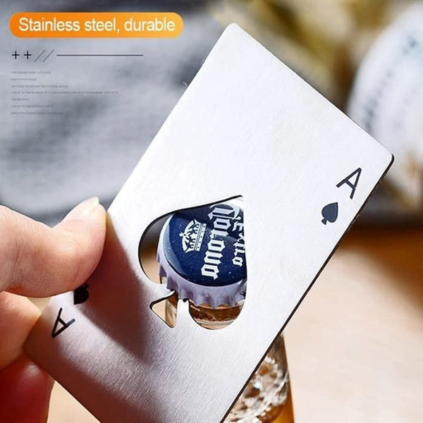 Bottle Opener Poker Card, Wallet Card Bottle Opener, Beer Bottle Flat Opener Stainless Steel (Black) (Combo Silver/Black)