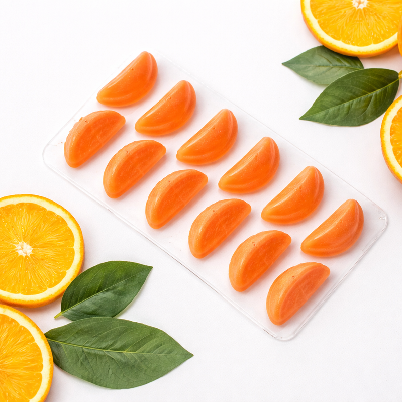 Reusable Ice Cubes, Fruit Shapes Silicone Ice Cube Tray for Children That Can Be Placed in The Fridge and Used Frequently in Place of Ice Cubes (Orange Shape)