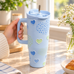 Pastel Love Tumbler – Flip Lid & Straw