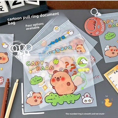Zippered Capybara Transparent File Bag Waterproof