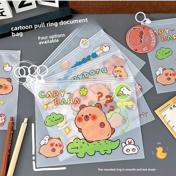 Zippered Capybara Transparent File Bag Waterproof