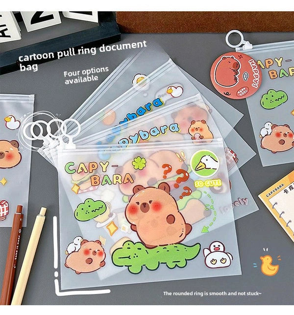 Zippered Capybara Transparent File Bag Waterproof