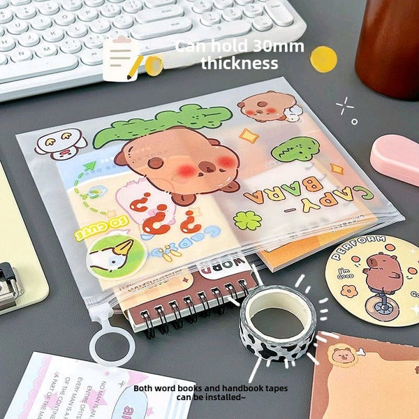 Zippered Capybara Transparent File Bag Waterproof